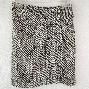 Part Two AlexandraPW SK Black Cream Chevron Zigzag Draped Pencil Skirt 36